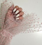 Rękaw do zdjęć biały ,różowa kropka