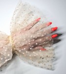 Rękaw do zdjęć tiul beżowa kropka