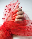 Rękaw do zdjęć tiul czerwony w serca