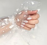 Rękaw do zdjęć tiul biały duże serce białe