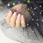 Rękaw do zdjęć paznokci tiul czarny kropki holo