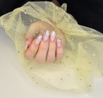 Rękaw do zdjęć paznokci tiul żółty kropki holo  