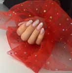 Rękaw do zdjęć paznokci tiul czerwony kropki holo   